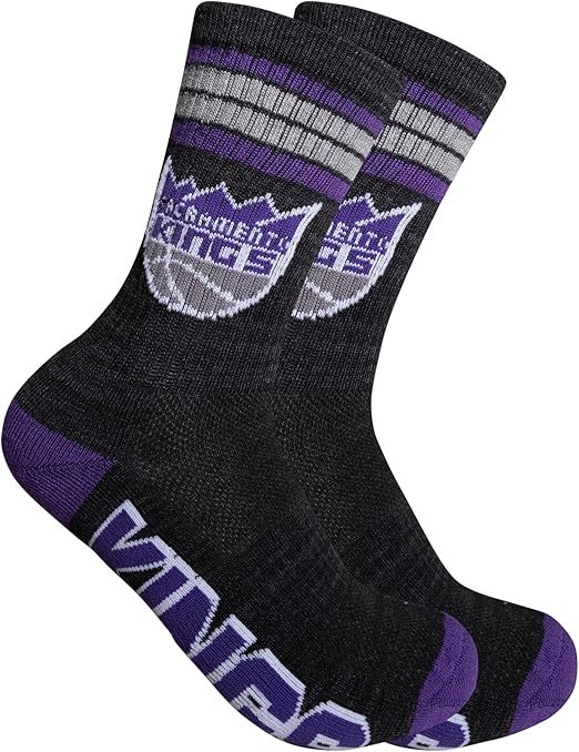 Ultra Game NBA Official Youth Athletic Cushioned Secure Fit Team Crew Socks, Sacramento Kings, Assorted, Y9-11|Sacramento Kings