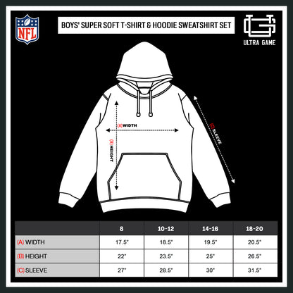 Ultra Game NFL Official Youth Super Soft T-Shirt & Hoodie Sweatshirt Set, Las Vegas Raiders|Las Vegas Raiders