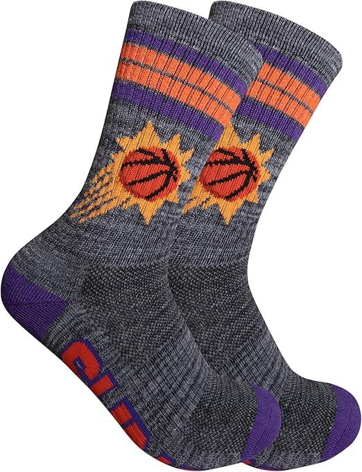 Ultra Game NBA Official Youth Athletic Cushioned Secure Fit Team Crew Socks, Phoenix Suns, Assorted, Y9-11|Phoenix Suns