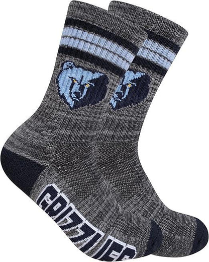 Ultra Game NBA Official Youth Athletic Cushioned Secure Fit Team Crew Socks, Memphis Grizzlies, Assorted, Y9-11|Memphis Grizzlies