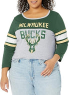 Ultra Game Milwaukee Bucks Women's Standard T Raglan Baseball 3/4 Long Sleeve Tee Shirt|Milwaukee Bucks - UltraGameShop