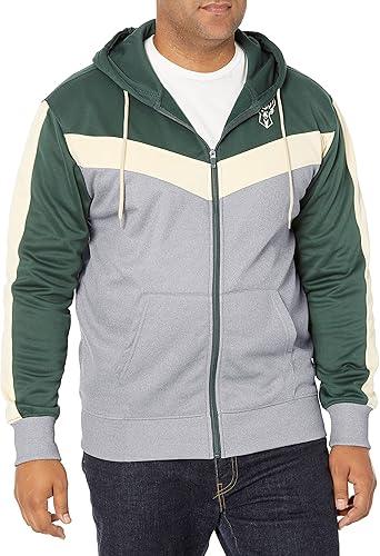 Ultra Game NBA Milwaukee Bucks Men's Contrast Back Cut Full Zip Hoodie Sweatshirt|Milwaukee Bucks - UltraGameShop