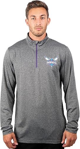 Ultra Game NBA Charlotte Hornets Men's Quarter Zip Long Sleeve Pullover T-Shirt|Charlotte Hornets - UltraGameShop