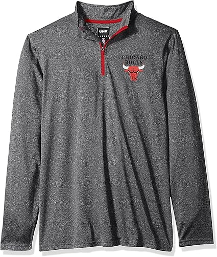 Ultra Game NBA Chicago Bulls Men's Quarter Zip Long Sleeve Pullover T-Shirt|Chicago Bulls - UltraGameShop