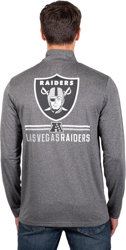 NFL Official Adults Super Soft Quarter Zip Long Sleeve T-Shirt - Unisex|Las Vegas Raiders