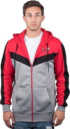 Ultra Game NBA Chicago Bulls Men's Contrast Back Cut Full Zip Hoodie Sweatshirt|Chicago Bulls - UltraGameShop