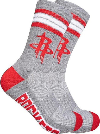 Ultra Game NBA Official Men’s Athletic Cushioned Secure Fit Team Crew Socks - 3 Pack - Unisex, Houston Rockets, Assorted, M6-12|Houston Rockets