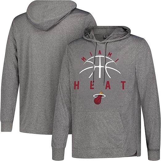 Ultra Game NBA Official Men‚Äôs Super Soft Lightweight Pullover Hoodie Sweatshirt - Unisex, Miami Heat, Heather Charcoal|Miami Heat
