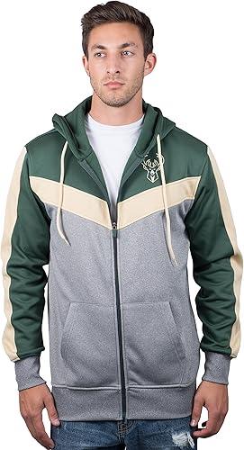 Ultra Game NBA Milwaukee Bucks Men's Contrast Back Cut Full Zip Hoodie Sweatshirt|Milwaukee Bucks - UltraGameShop