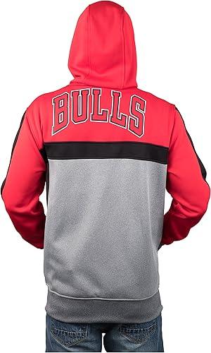 Ultra Game NBA Chicago Bulls Men's Contrast Back Cut Full Zip Hoodie Sweatshirt|Chicago Bulls - UltraGameShop