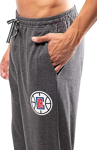 Ultra Game Men's NBA Official Sleepwear Super Soft Pajama Loungewear Pants, Los Angeles Clippers, Heather Charcoal 23|Los Angeles Clippers