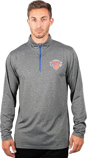 Ultra Game NBA New York Knicks Men's Quarter Zip Long Sleeve Pullover T-Shirt|New York Knicks - UltraGameShop