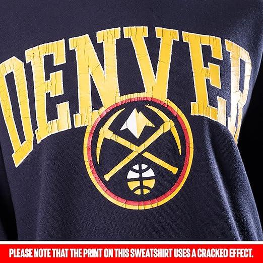 Ultra Game NBA Women's Denver Nuggets Extra Soft Fleece Distressed Oversized Pullover Sweatshirt | Denver Nuggets - UltraGameShop