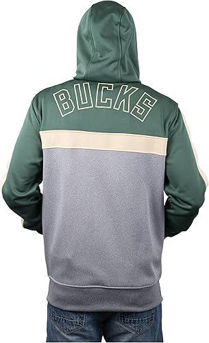 Ultra Game NBA Milwaukee Bucks Men's Contrast Back Cut Full Zip Hoodie Sweatshirt|Milwaukee Bucks - UltraGameShop