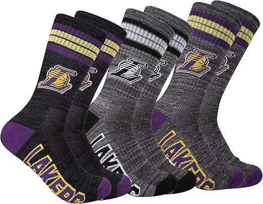 Ultra Game NBA Los Angeles Lakers Boys Athletic Cushioned Secure Fit Team Crew Socks|Los Angeles Lakers - UltraGameShop