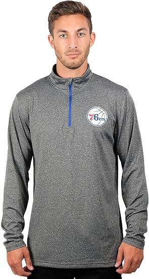 Ultra Game NBA Philadelphia 76ers Men's Quarter Zip Long Sleeve Pullover T-Shirt|Philadelphia 76ers - UltraGameShop