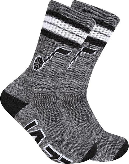 Ultra Game NBA Official Youth Athletic Cushioned Secure Fit Team Crew Socks, Utah Jazz, Assorted, Y9-11|Utah Jazz