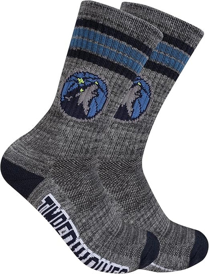 Ultra Game NBA Official Youth Athletic Cushioned Secure Fit Team Crew Socks, Minnesota Timberwolves, Assorted, Y9-11|Minnesota Timberwolves