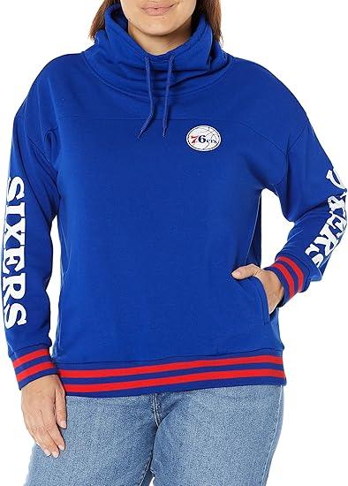 Ultra Game NBA Women's Philadelphia 76ers Super Soft Pullover Hoodie Funnel Sweatshirt | Philadelphia 76ers - UltraGameShop