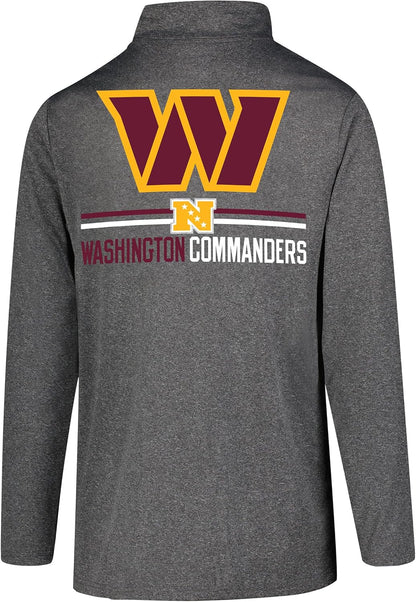 Ultra Game NFL Official Adults Super Soft Quarter Zip Long Sleeve T-Shirt - Unisex|Washington Commanders