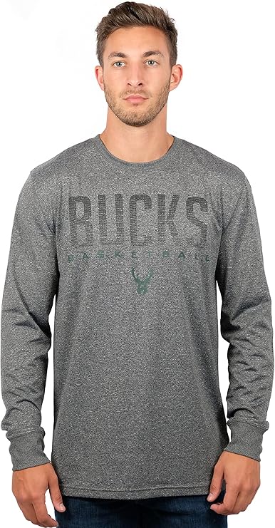 Ultra Game NBA Milwaukee Bucks Men's Super Soft Game Day Long Sleeve T-Shirt |Milwaukee Bucks - UltraGameShop