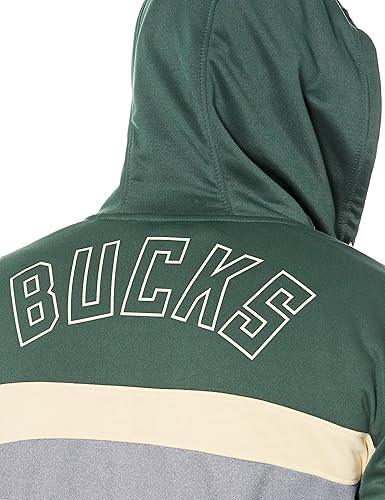 Ultra Game NBA Milwaukee Bucks Men's Contrast Back Cut Full Zip Hoodie Sweatshirt|Milwaukee Bucks - UltraGameShop