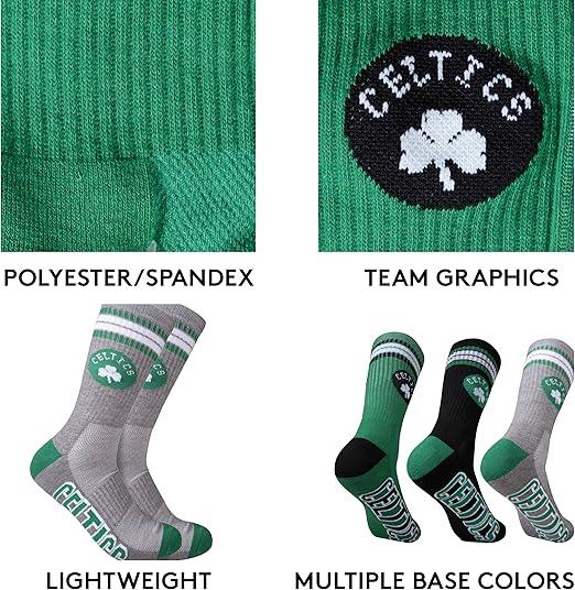 Ultra Game NBA Official Youth Athletic Cushioned Secure Fit Team Crew Socks, Boston Celtics, Assorted, Y9-11|Boston Celtics