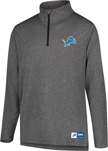 NFL Official Adults Super Soft Quarter Zip Long Sleeve T-Shirt - Unisex|Detroit Lions