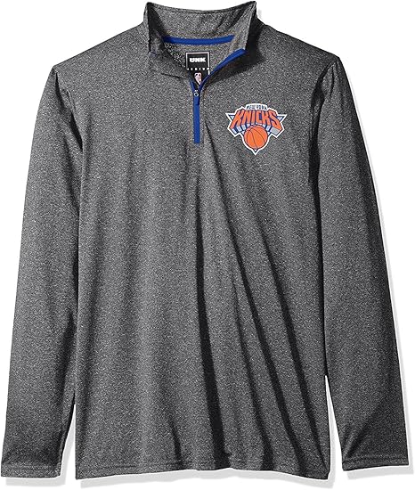 Ultra Game NBA New York Knicks Men's Quarter Zip Long Sleeve Pullover T-Shirt|New York Knicks - UltraGameShop