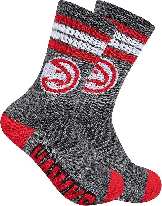 Ultra Game NBA Official Youth Athletic Cushioned Secure Fit Team Crew Socks, Atlanta Hawks, Assorted, Y9-11|Atlanta Hawks