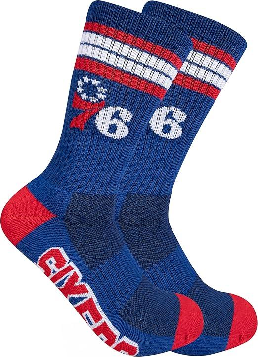 Ultra Game NBA Official Men’s Athletic Cushioned Secure Fit Team Crew Socks - 3 Pack - Unisex, Philadelphia 76ers, Assorted, M6-12|Philadelphia 76ers