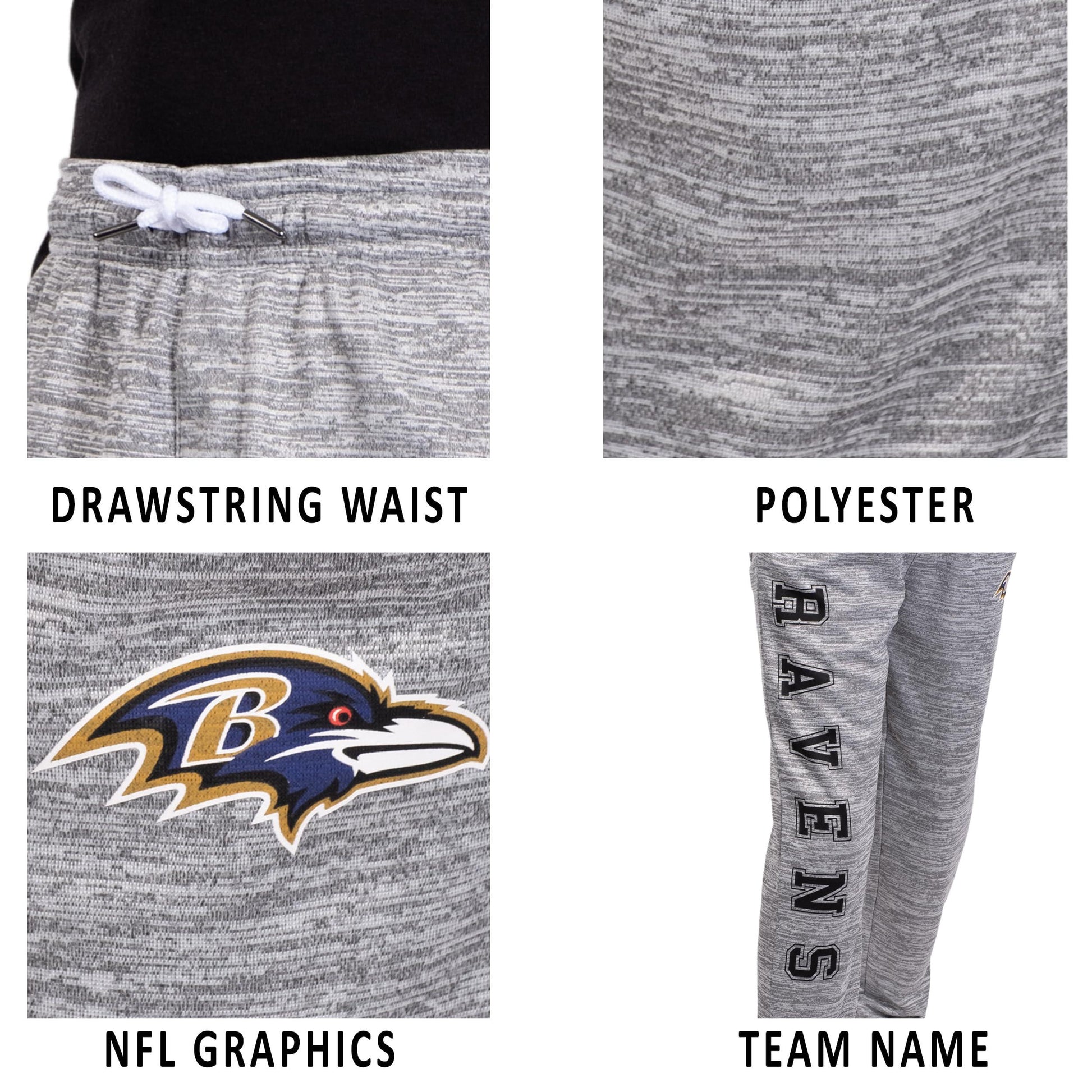 Ultra Game NFL Baltimore Ravens Youth High Performance Moisture Wicking Fleece Jogger Sweatpants|Baltimore Ravens - UltraGameShop