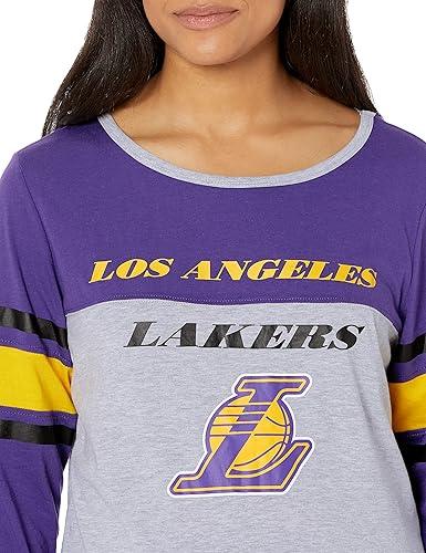 Ultra Game Los Angeles Lakers Women's Standard T Raglan Baseball 3/4 Long Sleeve Tee Shirt|Los Angeles Lakers - UltraGameShop