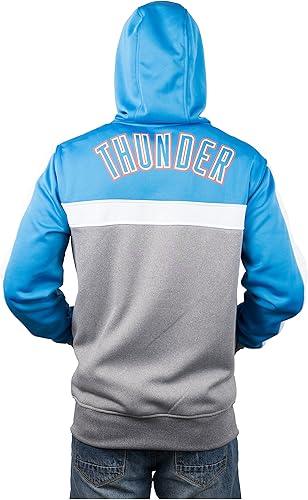 Ultra Game NBA Oklahoma City Thunder Men's Contrast Back Cut Full Zip Hoodie Sweatshirt|Oklahoma City Thunder - UltraGameShop