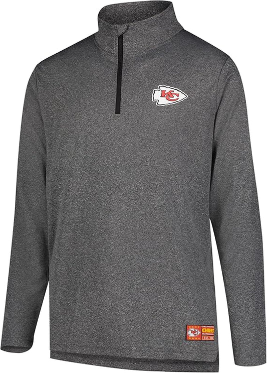 NFL Official Adults Super Soft Quarter Zip Long Sleeve T-Shirt - Unisex|Kansas City Chiefs