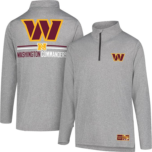 Ultra Game NFL Official Adults Super Soft Quarter Zip Long Sleeve T-Shirt - Unisex|Washington Commanders