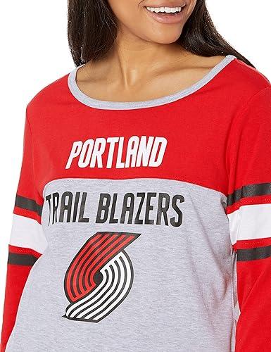 Ultra Game Portland Trail Blazers Women's Standard T Raglan Baseball 3/4 Long Sleeve Tee Shirt|Portland Trail Blazers - UltraGameShop