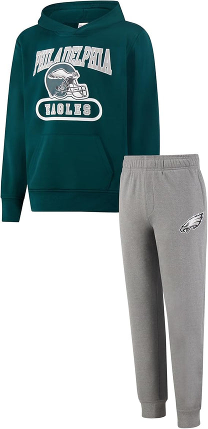 NFL Official Youth Super Soft Jogger & Hoodie Sweatshirt Set|Philadelphia Eagles