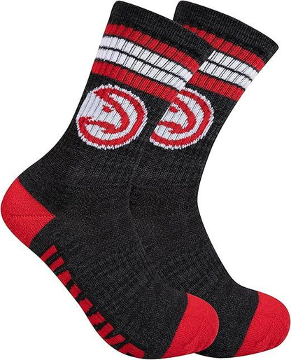 Ultra Game NBA Official Youth Athletic Cushioned Secure Fit Team Crew Socks, Atlanta Hawks, Assorted, Y9-11|Atlanta Hawks