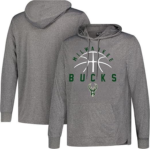 Ultra Game NBA Official Men‚Äôs Super Soft Lightweight Pullover Hoodie Sweatshirt - Unisex, Milwaukee Bucks, Heather Charcoal|Milwaukee Bucks