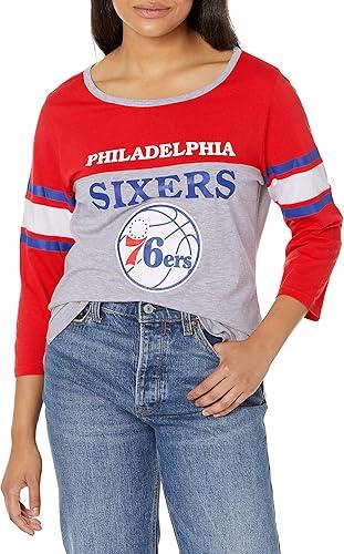 Ultra Game Philadelphia 76ers Women's Standard T Raglan Baseball 3/4 Long Sleeve Tee Shirt|Philadelphia 76ers - UltraGameShop