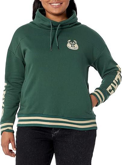 Ultra Game NBA Women's Milwaukee Bucks Super Soft Pullover Hoodie Funnel Sweatshirt | Milwaukee Bucks - UltraGameShop