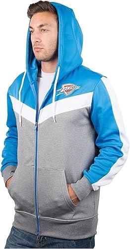 Ultra Game NBA Oklahoma City Thunder Men's Contrast Back Cut Full Zip Hoodie Sweatshirt|Oklahoma City Thunder - UltraGameShop