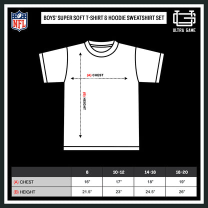 Ultra Game NFL Official Youth Super Soft T-Shirt & Hoodie Sweatshirt Set, Las Vegas Raiders|Las Vegas Raiders