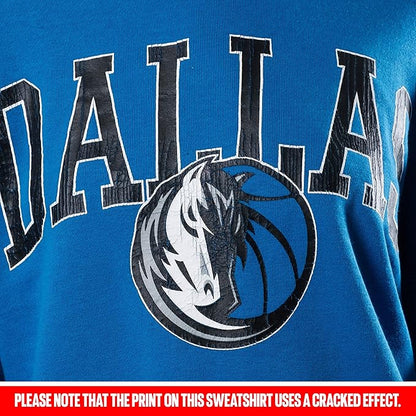 Ultra Game NBA Official Women's Extra Soft Fleece Distressed Oversized Pullover Sweatshirt, Dallas Mavericks, Team Color|Dallas Mavericks