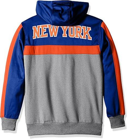 Ultra Game NBA New York Knicks Men's Contrast Back Cut Full Zip Hoodie Sweatshirt|New York Knicks - UltraGameShop