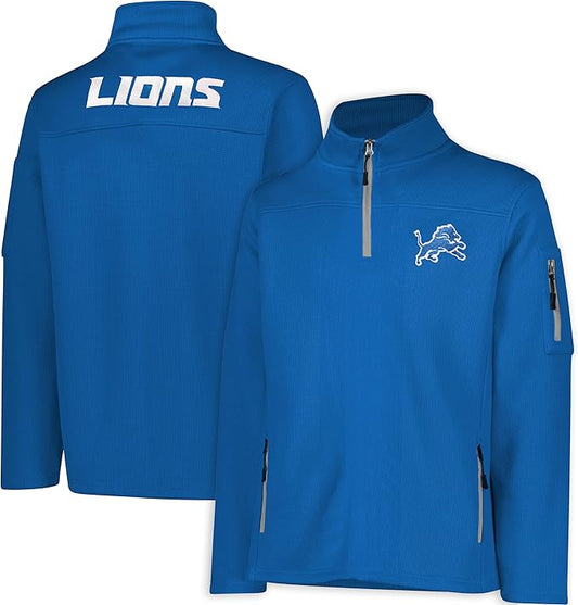 NFL Official Adults Quarter-Zip Super Soft Pullover Sweatshirt with Zipper Pockets - Unisex|Detroit Lions