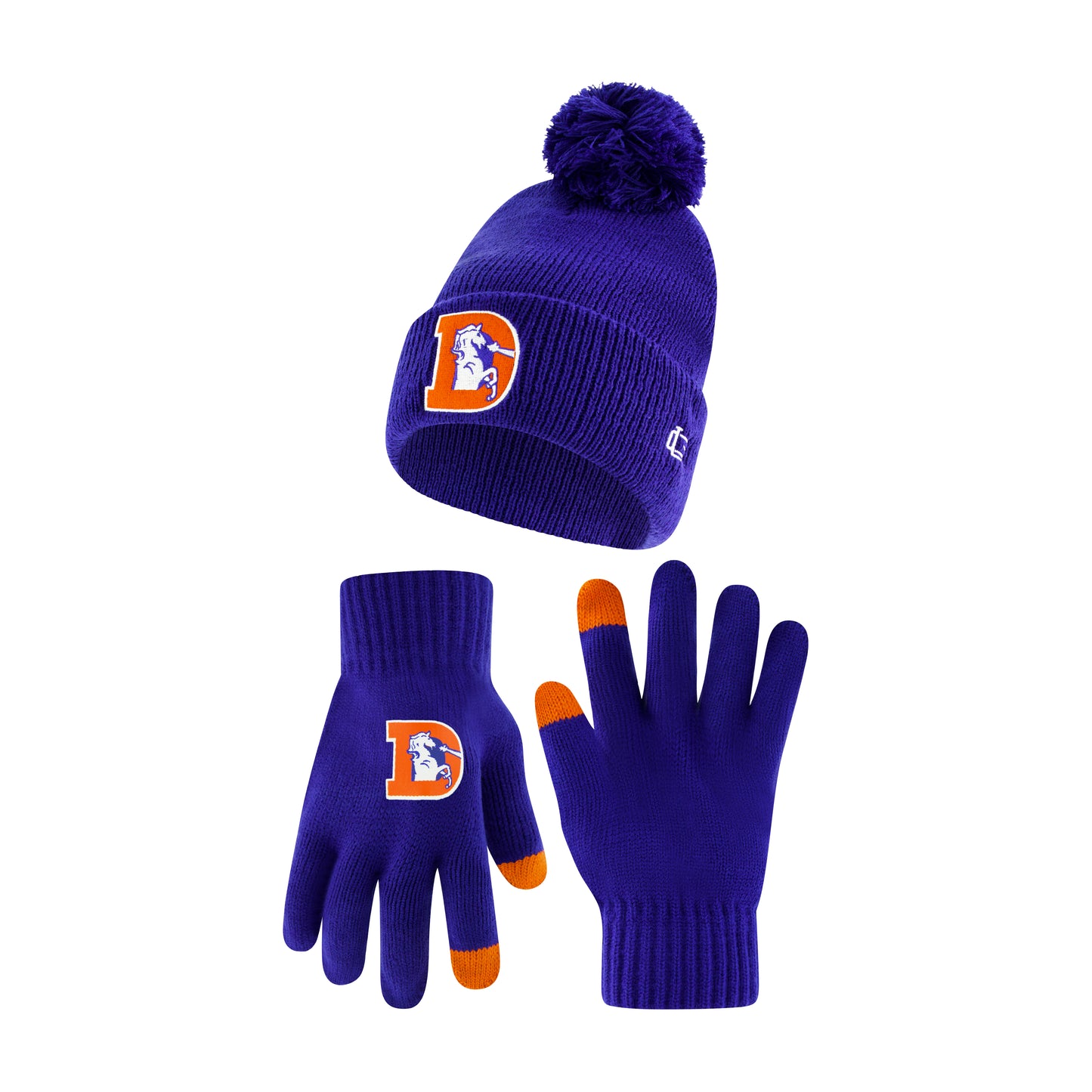 Ultra Game NFL Official Adults Super Soft Winter Beanie Knit Hat with Extra Warm Touch Screen Gloves, Denver Broncos, Team Color, 1SIZE|Denver Broncos