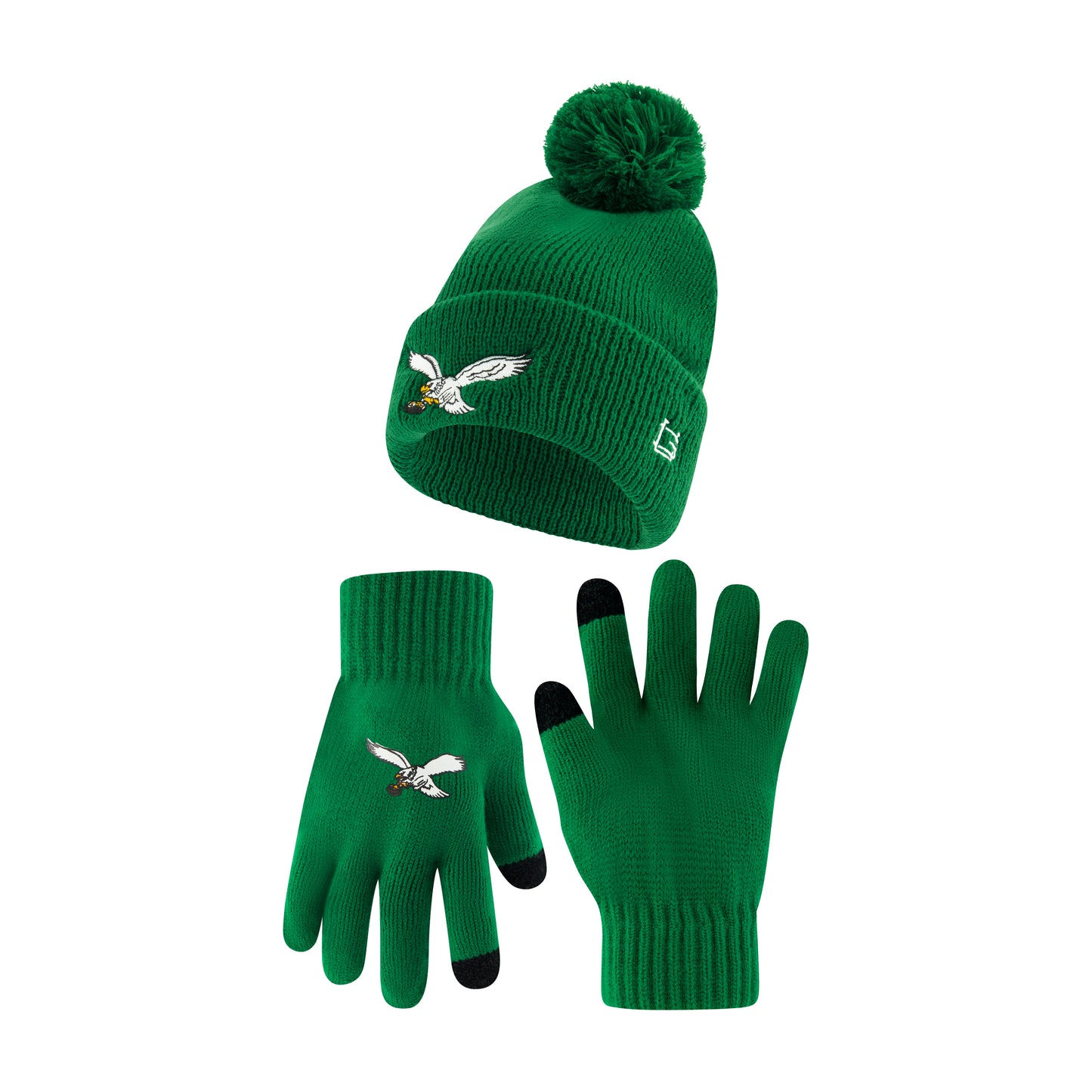 Ultra Game NFL Official Adults Super Soft Winter Beanie Knit Hat with Extra Warm Touch Screen Gloves, Philadelphia Eagles, Team Color, 1SIZE|Philadelphia Eagles