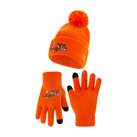 Ultra Game NFL Official Adults Super Soft Winter Beanie Knit Hat with Extra Warm Touch Screen Gloves, Cincinnati Bengals, Team Color, 1SIZE|Cincinnati Bengals